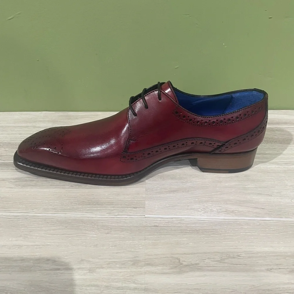 Emilio Franco Stylish Red Leather calf Dress Shoes oxford point toe - Picture 3 of 5